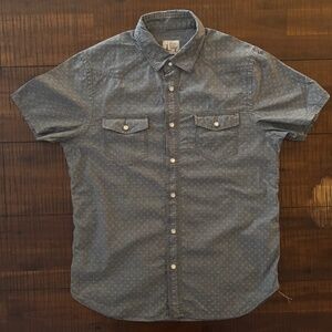 Men's Blue Short Sleeve Button Up Shirt